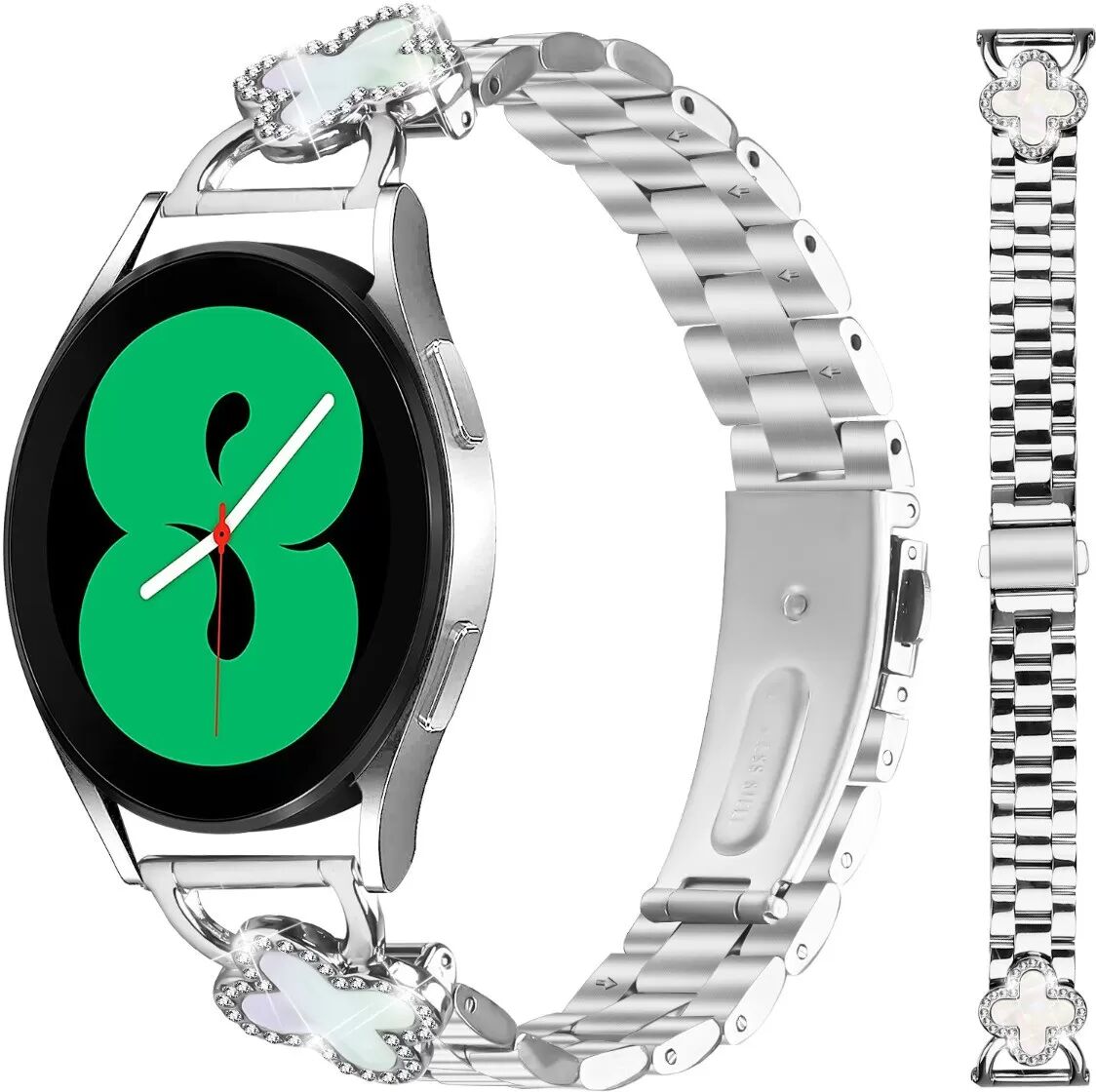 INF Elegantes silbernes Edelstahl-Kleeblatt-Armband kompatibel mit Samsung Galaxy Watch