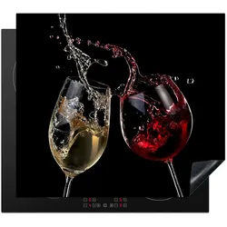 HERDABDECKPLATTE Rotwein - Weißwein - Glas - Schwarz Abdeckung Ceranfeld 58.3x51.3 cm