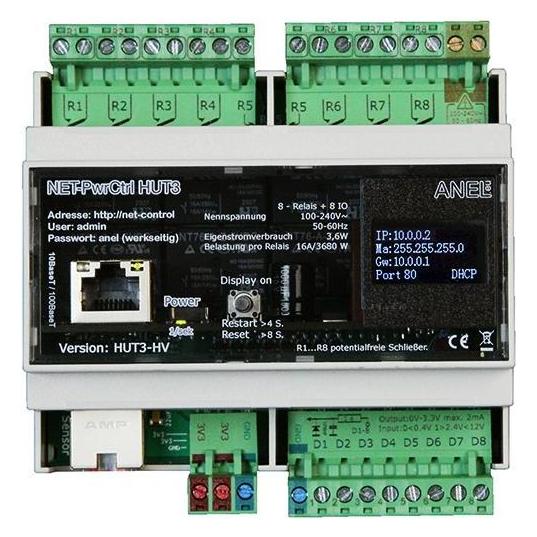 Anel NET-PWRCTRL HUT 3 LV - 8 Ethernet/Internet gesteuerte Relais, 16A (NET-PWRCTRL HUT 3 LV)