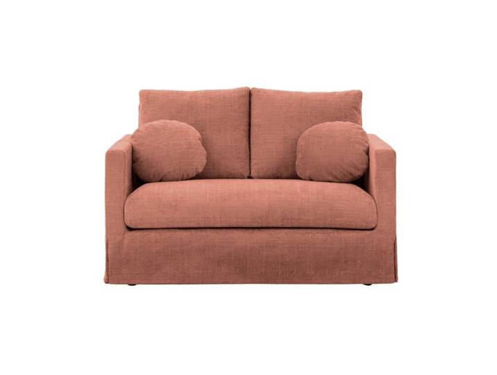 LEONIE - Canapé droit tissu chenille déhoussable 2 places Terracotta