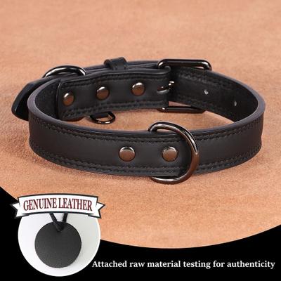 Uplift Picks Soft Genuine Leather Dog Collar Durable Pet Collar For All Dog Sizes black xl