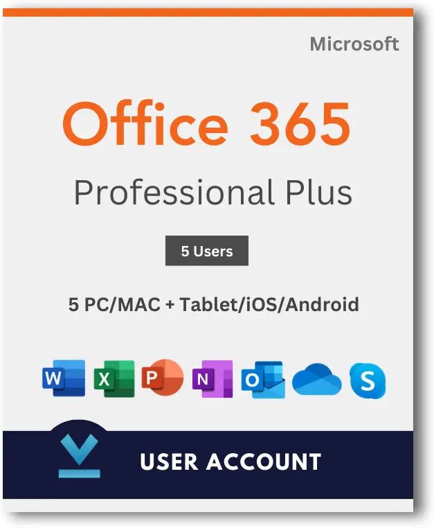 Microsoft Office 365 Pro Plus for Windows and Mac - Account for 5 devices