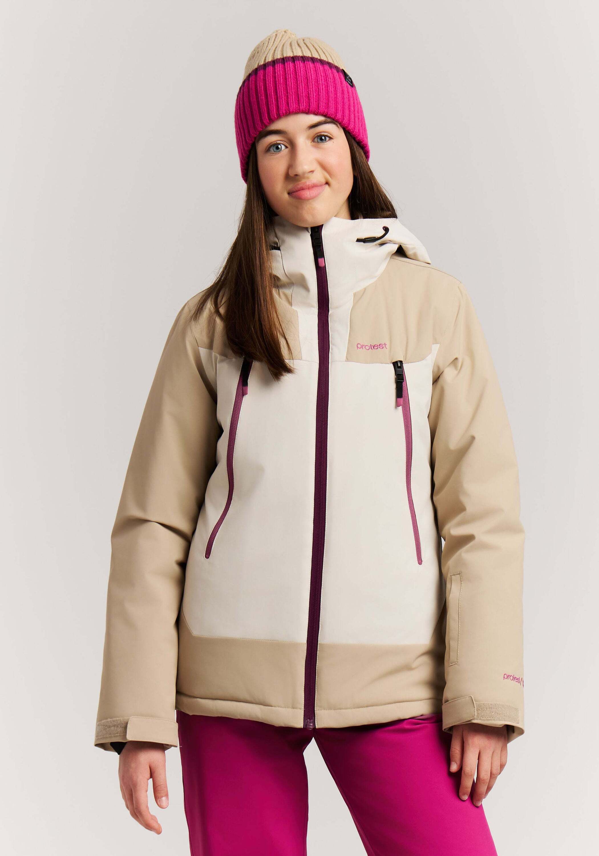 Skijacke PROTEST "Skijacke PRTLaurine", Kinder, Gr. 140, beige (bamboobeige), Obermaterial: 100% Polyester PES., Jacken Skijacke bamboobeige 140
