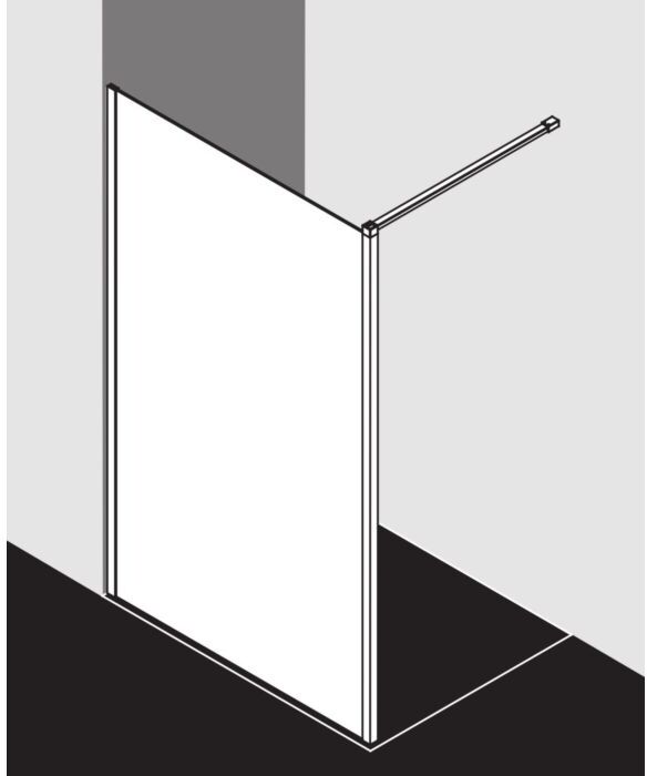 Kermi Xb Glasanlage XBWDL08020VAK 81x200cm, silber hochglanz, ESG klar, links
