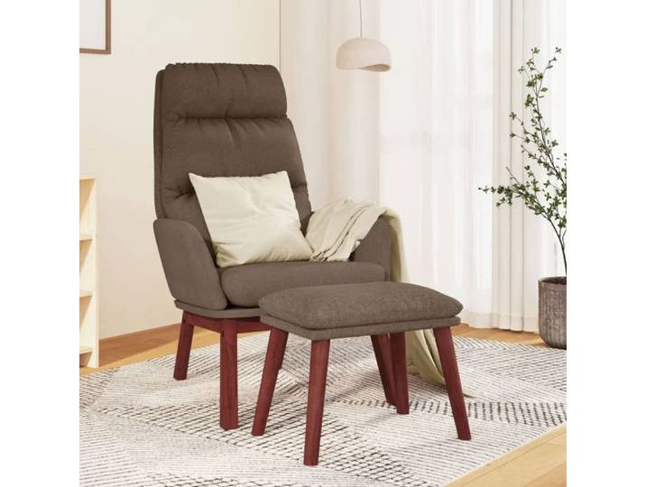 Fauteuil scandinave de relaxation - GKK - Chaise de relaxation - avec tabouret Taupe Tissu(900)