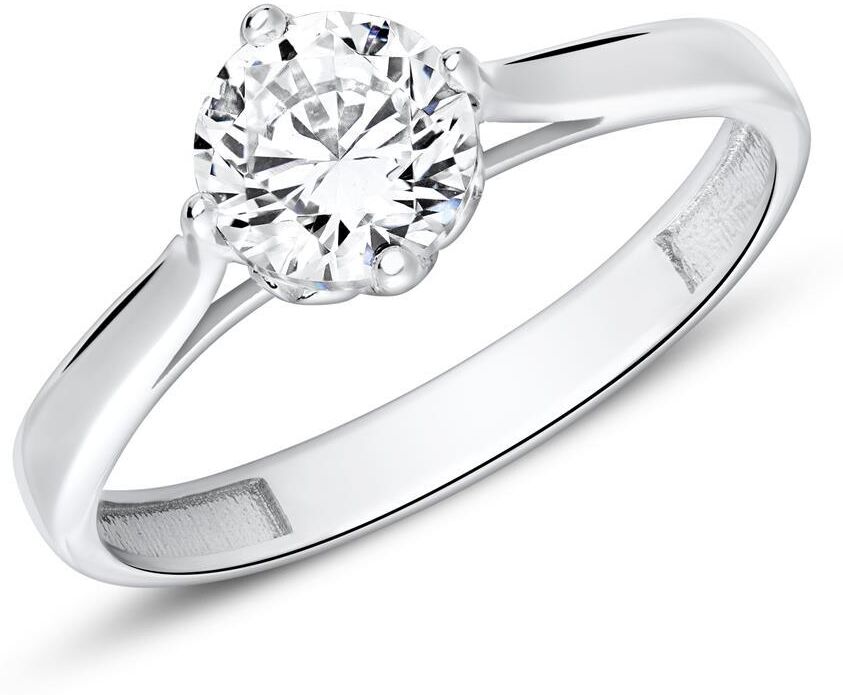 Unique 9K Weißgold Verlobungsring mit Zirkonia silber