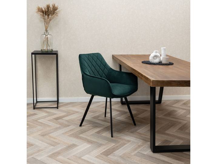SET van 6 Karl eetkamerstoelen - Veerkrachtig zitcomfort - Donkergroen (set van 6)