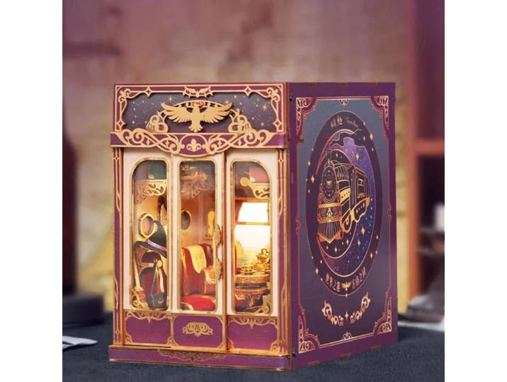Kits de bibliothèque miniature rétro en bois à faire soi-même, insert de bibliothèque, voyage magique miniature, décoration de bibliothèque pour la maison, cadeau artisanal pour adulte