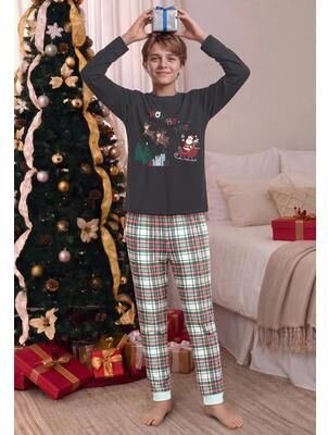 Plus Size Women's Dreams & Co. ® Kids Pajama Set by Dreams & Co. in Black Sleigh Ride (Size 6/6X (S))