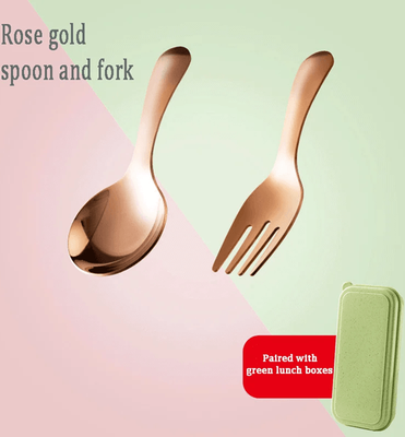 Inspire Essentials Portable Stainless Steel Travel Tableware Set rose Gold