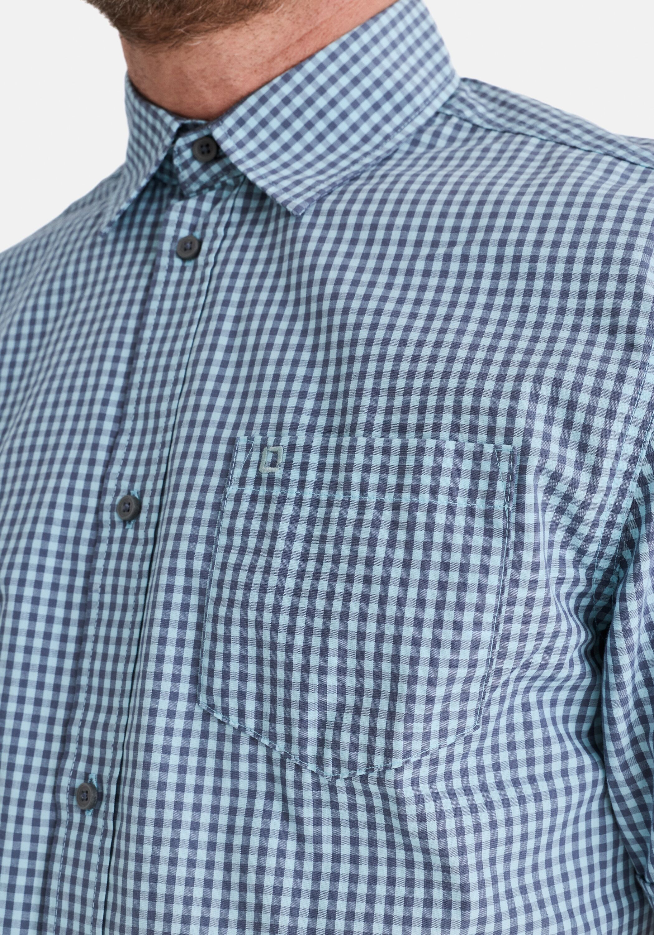 Kurzarmhemd STOOKER MEN "HUDSON Kurzarm-Hemd", Herren, Gr. XXL, US-Größen, check aqua grau, Stoff, 60% Baumwolle, 40% Polyester, regular fit, Hemden, Stooker HUDSON Herren Kurzarmhemd Regular Fit