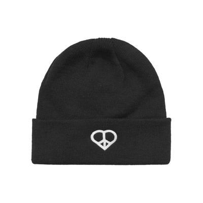 Beanie MISS TEE "Miss Tee Peace Sign Heavy Knit Beanie", Damen, Gr. onesize, schwarz, Kunstfaser, Mützen Beanie