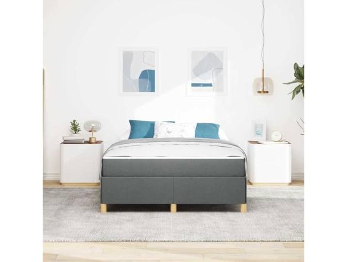KTHLBRH Bett dunkelgrau 140 x 190 cm Stoff Technisches Holz, minimalistisches Design, integrierter Behälter, stabil