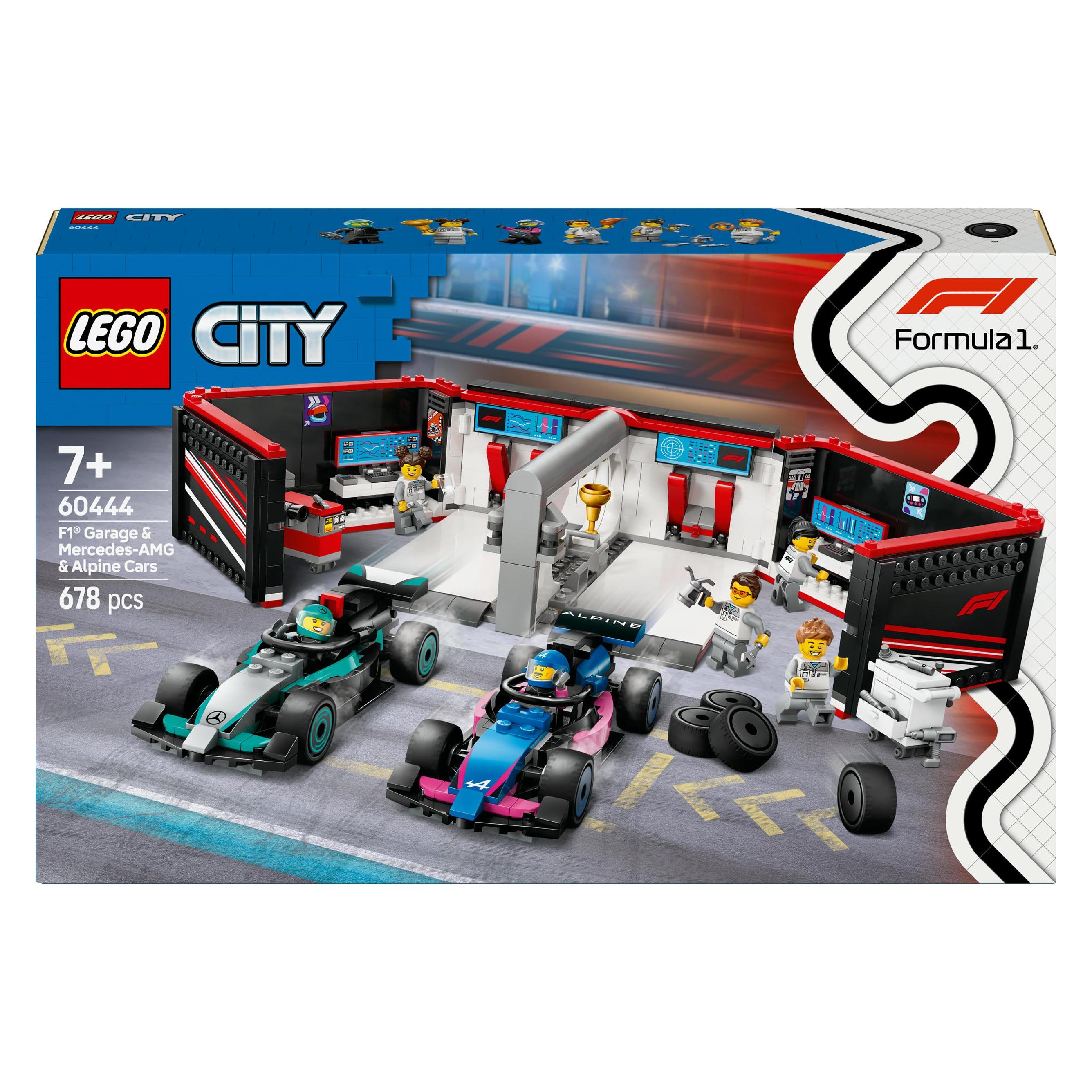 LEGO F1 Garage mit Mercedes-AMG & Alpine Rennautos (60444, LEGO City) (60444)