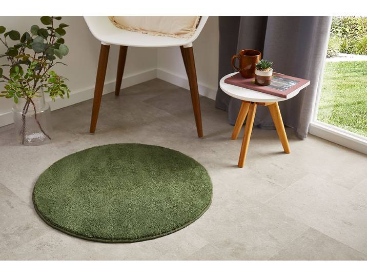 Tapis à poils courts Lauria rond Vert/Vert foncé Ø 67cm Polyester