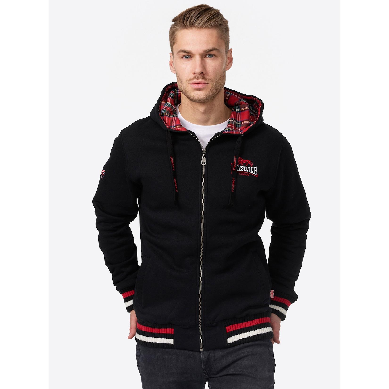 Lonsdale Herren Kapuzensweatjacke mit Reißverschluss normale Passform LANCASTER
