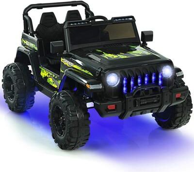 Costway 12V Kids Ride-on Jeep Car with 2.4 G Remote Control-Black & Green