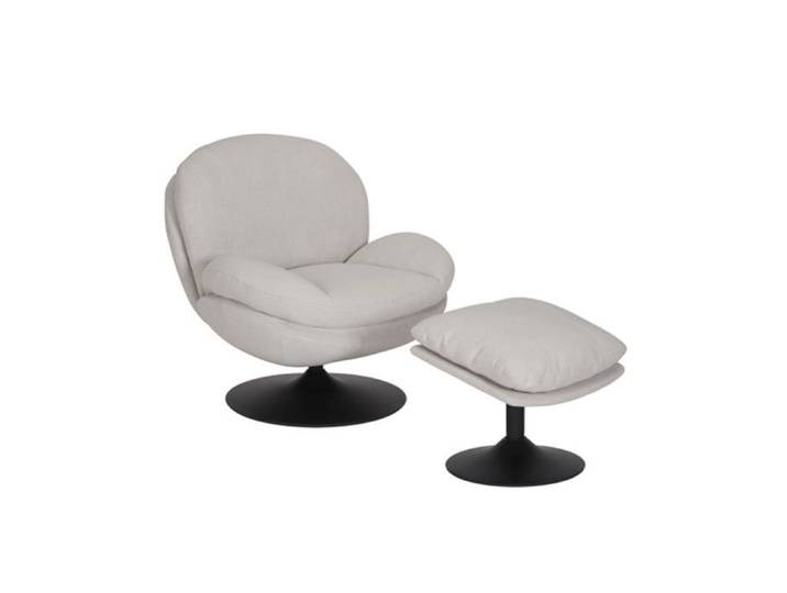 Fauteuil pivotant Isobel tissu lin blanc cassé - Livin24 - Scandinave - Moderne - Relaxation
