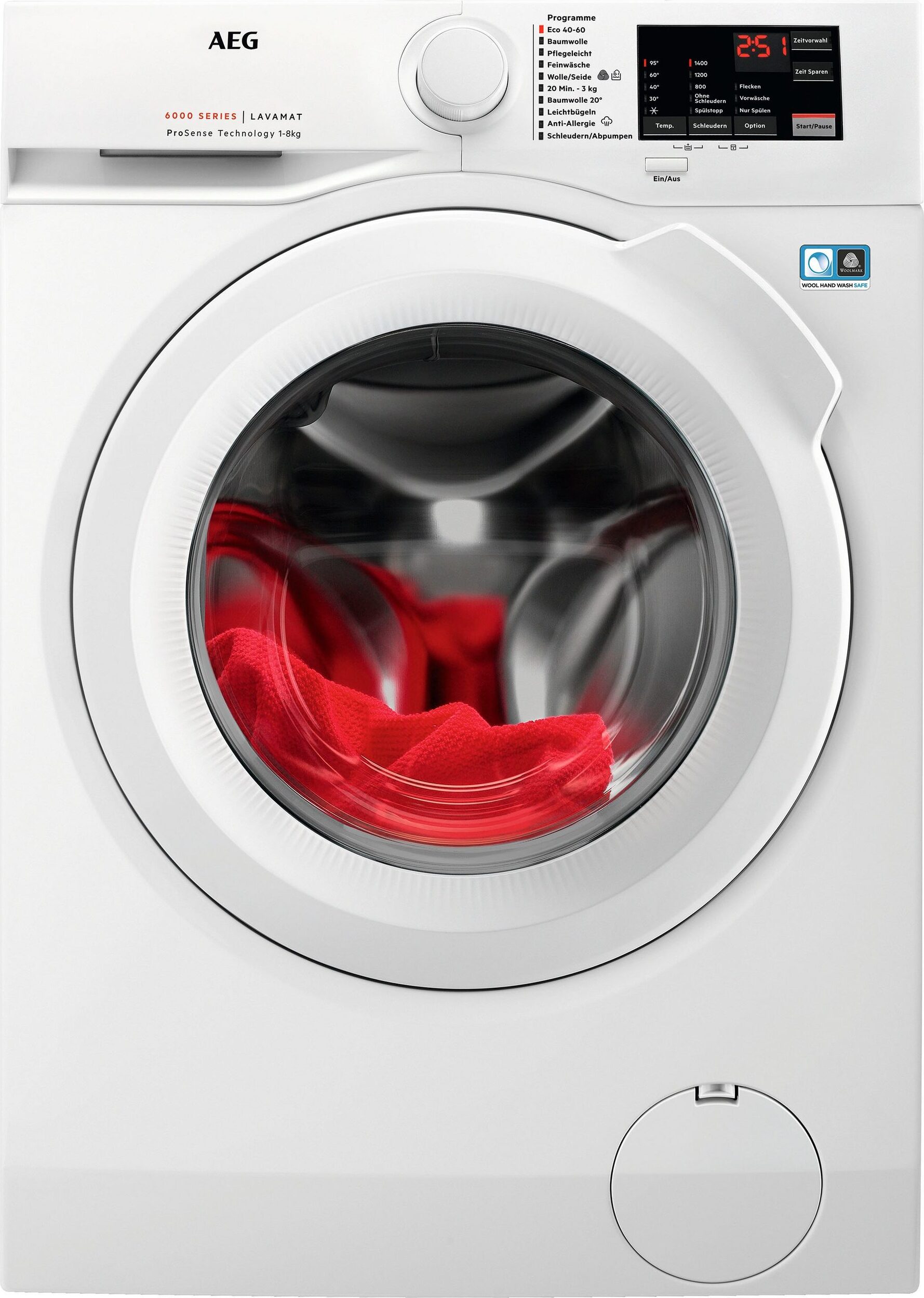 AEG Series 6000 L6FBA51480, Frontlader, 8 kg, B, 74 dB, 1400 RPM, A