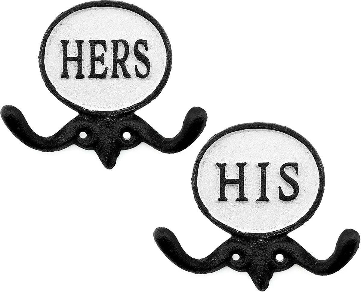 Set van 2 rustieke gietijzeren handdoekhaken voor wandmontage - Boerderij decoratie