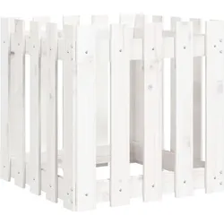 vidaXL Pflanzkübel Lattenzaun-Design Weiß 50x50x50cm Massivholz Kiefer