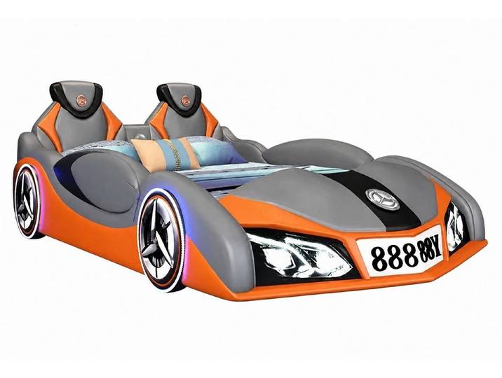 Xlmoebel Autobett Kinderbett im Auto-Design mit Bluetooth und LED-Beleuchtung, Made in Europa