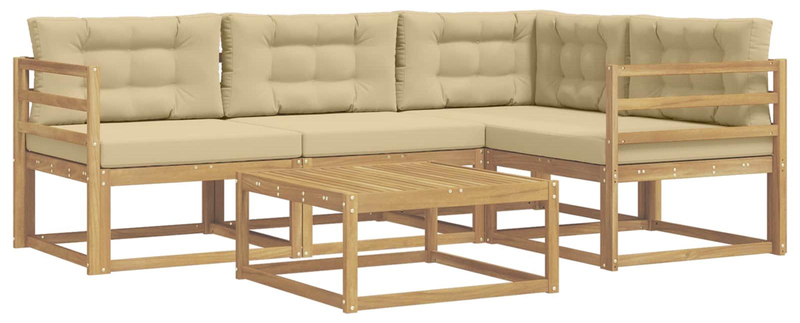 Outdoor-Sofagarnitur 5 pcs Weiß und Beige 79 x 79 x 37 cm