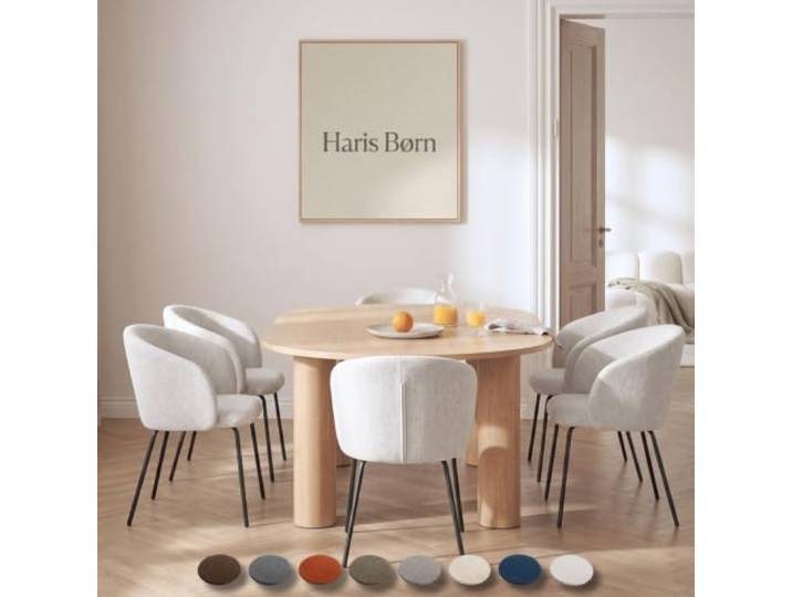 Haris Børn® NØR Esszimmerstühle (6er Set) Hellgrau - Bequeme Polster Esszimmerstühle mit Armlehne - Premium Esstisch Stühle & Wohnzimmer Stühle - Moderne Esszimmerstühle 30 Tage testen