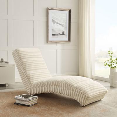 Relaxliege SALESFEVER "Komfortable Relaxliege", beige (beige, chrom), B:60cm H:82cm T:170cm, Cordstoff (100% Polyester), Metall, Sofas, Quergesteppt, Oeko-Tex zertifizierter Bezug, PFC-frei
