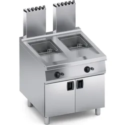 Gas-Fritteuse 2x20 l, Edelstahl, 36 kW, Sicherheitsthermostat, Ölablass, Maße 80x90x85 cm X4FGGS1020E