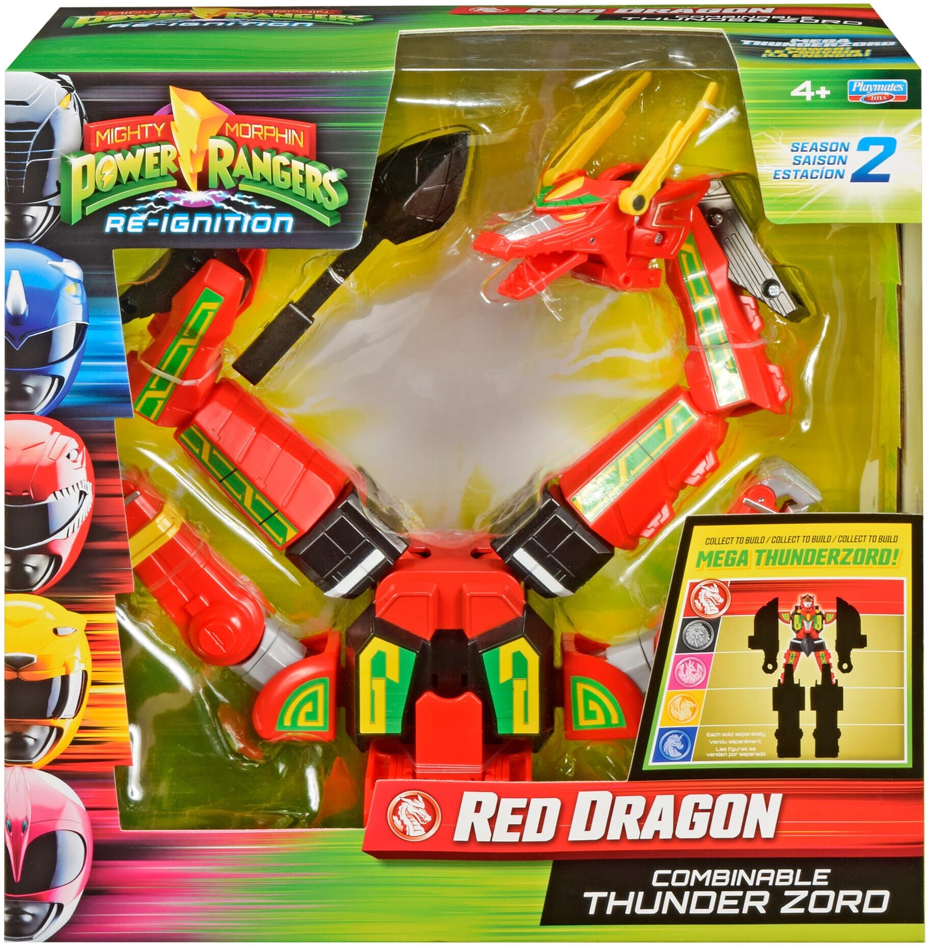 Power Rangers Mighty Morphin Re-Ignition Red Dragon Combinable Thunderzord - Playmates Toys - Ages 5 and Up - Transforming Action Figure