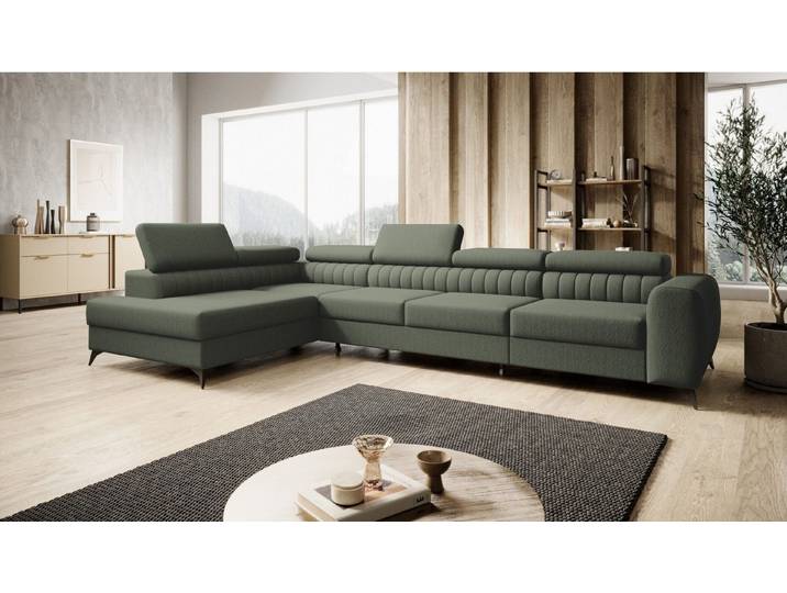 Muffo Ecksofa Piero maxi, mit Schlaffunktion und Bettkasten, Verstellbare Kopfstützen