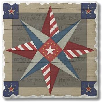 Counterart Absorbent Stone Coasters - American Guiding Star - Set of 4 - 4x4x1.459