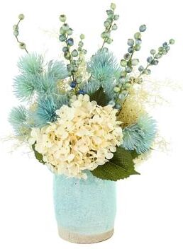 Creative Labs Hydrangea, Thistle, and Ferns Arranged in Ceramic Vase
