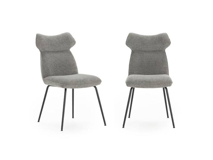 Calicosy Stühlen (Set aus 2) aus stoff mit schwarzen metallbeinen - dara 47/65/51 cm, Grau, Textil, 65x51x47 cm, Esszimmer, Stuhl