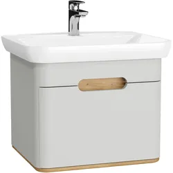 VitrA Sento Set 63 cm Waschtisch + Unterschrank Hellgrau Matt | LED-Beleuchtung, Sensorsteuerung, Softclose