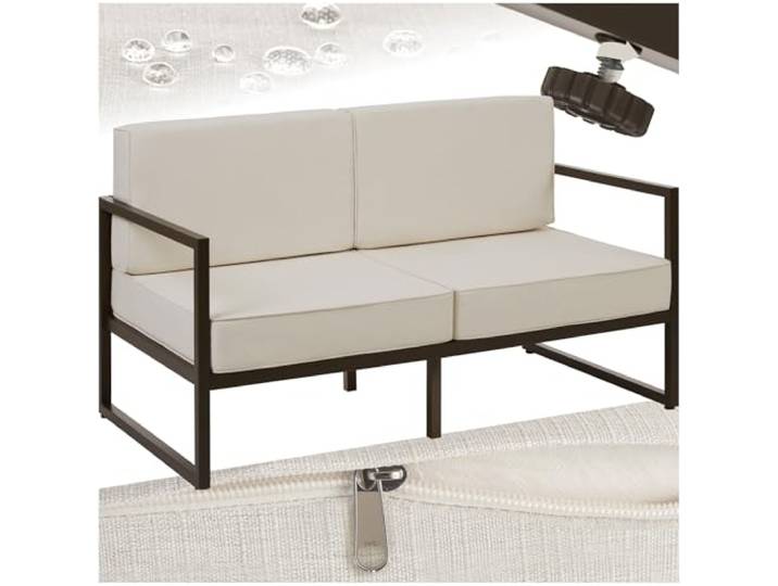 tectake® Garten Lounge Sofa 2 Sitzer, Couch, Gartenmöbel, Balkonmöbel, Terrassenmöbel, Wintergarten Lounge Möbel Outdoor, Gartenbank wetterfest, Sitzbank mit Lehne, Gartenlounge - 2 Sitzplätze
