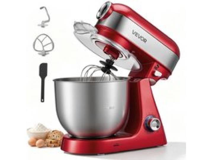 Robot Pâtissier à Tête Inclinable 5 L-VEVOR-Batteur sur Socle 1000 W Rouge pour Mélange Pétrissage Fouettage Cuisine 10 Vitesses