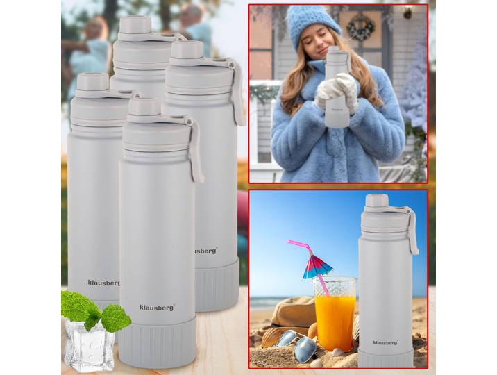 4er-Set Doppelwandiger Thermobecher, 720ml, beige