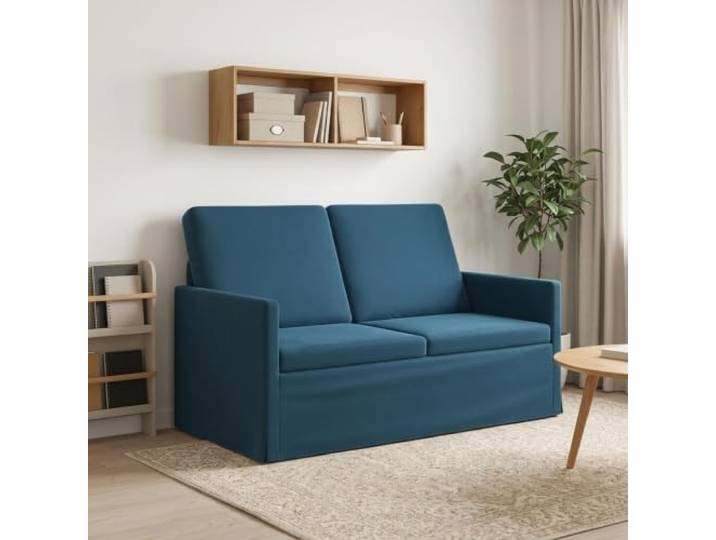 2-Sitzer Sofa Blau 130 x 81 x 82 cm Samt Metallrahmen,Kissenrücken,eckige Form,Samt-Oberfläche,Wohnzimmer