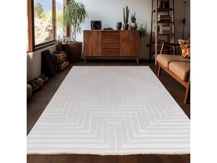 Vloerkleed Sahara 3D Japandi Stijl 140 x 200 cm Creme