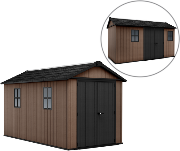 Keter Newton plus 7513/1375 - Gartenhaus - Mit Doppeltür und Fenstern - 230x413x246 cm