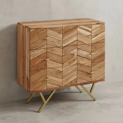 KADIMA DESIGN Rustikales Sideboard mit außergewöhnlichem Muster, Akazie Massivholz, Landhausstil