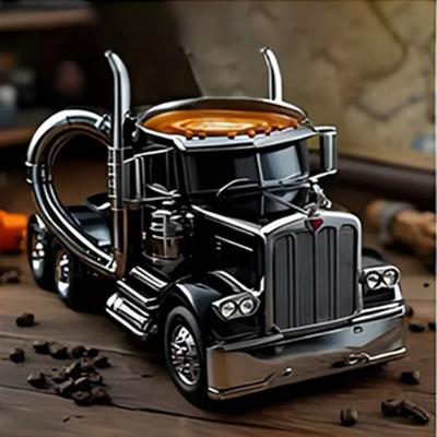 Uplift Picks Semi Truck Coffee Mug Handcrafted Novelty Truck Coffee Cup Unique Vehicle Shaped Mug black 13x11.5x12 Cm