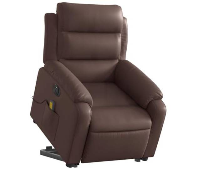 vidaXL Massagesessel mit Aufstehhilfe Elektrisch Braun Kunstleder