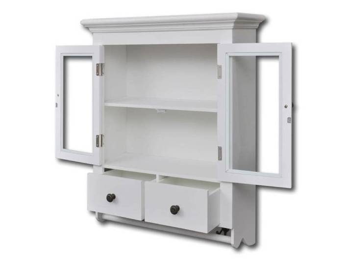 Moderne Buffet cuisine - Placard mural de cuisine avec porte en verre Bois blanc @@1538