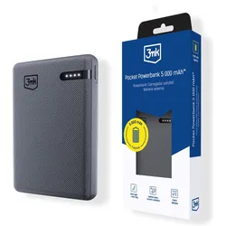 3MK Powerbank Pocket Powerbank 5000mAh 12W USB-C szary/gray (5000 mAh, 12 W), Powerbank, Grau