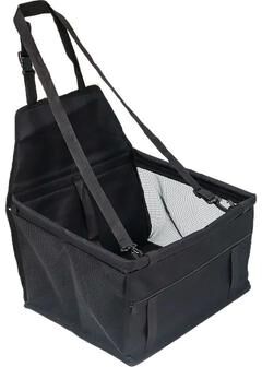 Inspire Select Foldable Dog Car Seat Hammock Secure Travel Pet Carrier Basket With Safety Harness For Dogs And Cats black