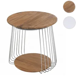 MCA Couchtisch HWC-P60, Beistelltisch Kaffeetisch Loungetisch, Metall MDF rund Ø 50cm ~ braun