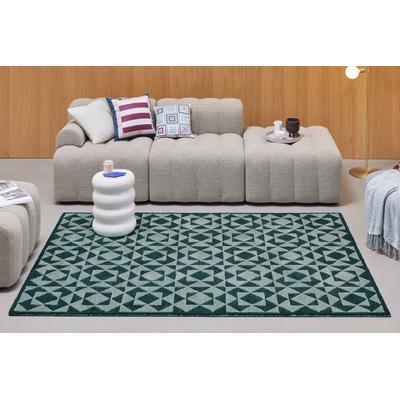 Teppich WECON HOME "Downtown", bunt (grün multi), B:200cm H:10mm L:290cm, Schurwolle, Teppiche, Teppich, handgefertigt, pflegeleicht, Fasermix, Wohnzimmer, Schlafzimmer